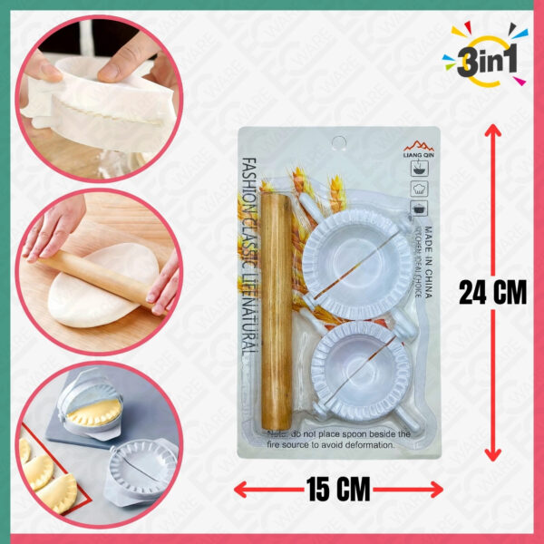 2Pcs Curry Puff Mould + Rolling Pin (Wood)