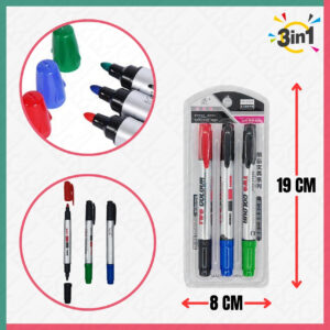 3Pcs Two Head Colours Marker Pen