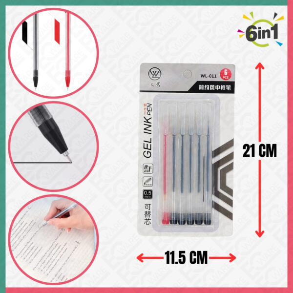6Pcs Ink Pen (Red+Black)