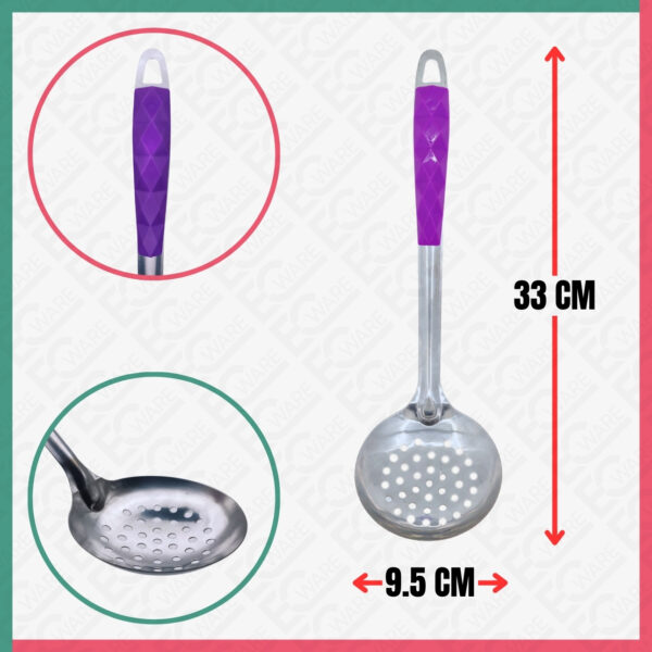 Purple Stainless Steel Soup Slotted Ladle