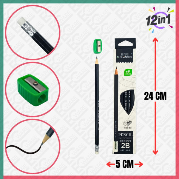 12Pcs 2B Pensil (AI SHANG BI)
