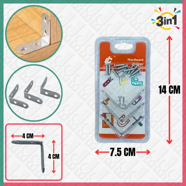 3Pcs Stainless Steel 90° L Bracke