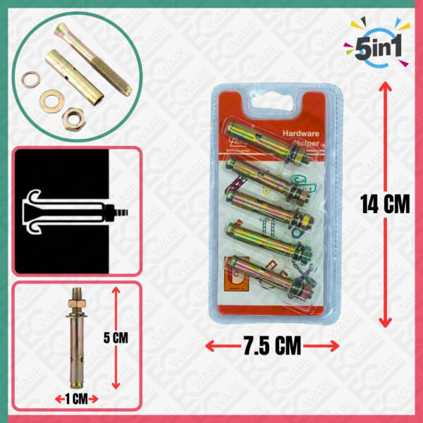 Loose Bolt Sheild Anchor (5PCS) [0.8CM x 5CM]
