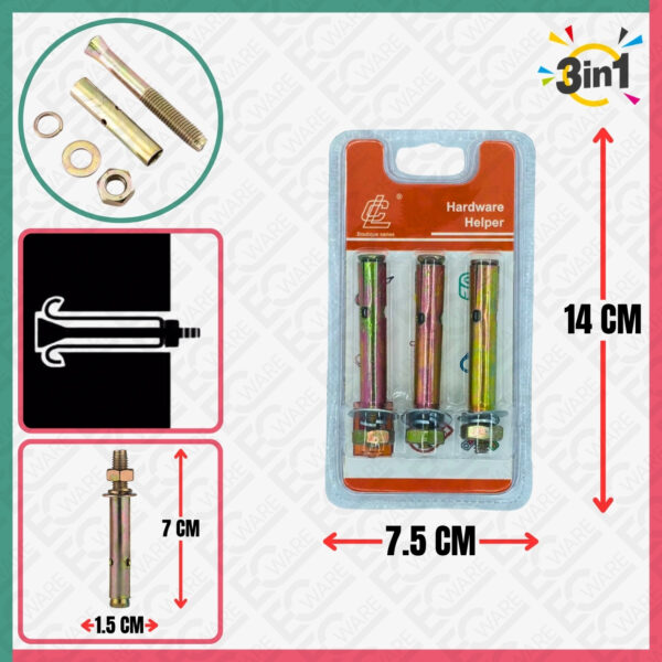 Loose Bolt Sheild Anchor (3PCS) [1CM x 7CM]