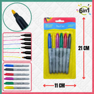 6Pcs Colours Permanent Marker (YUECAI)