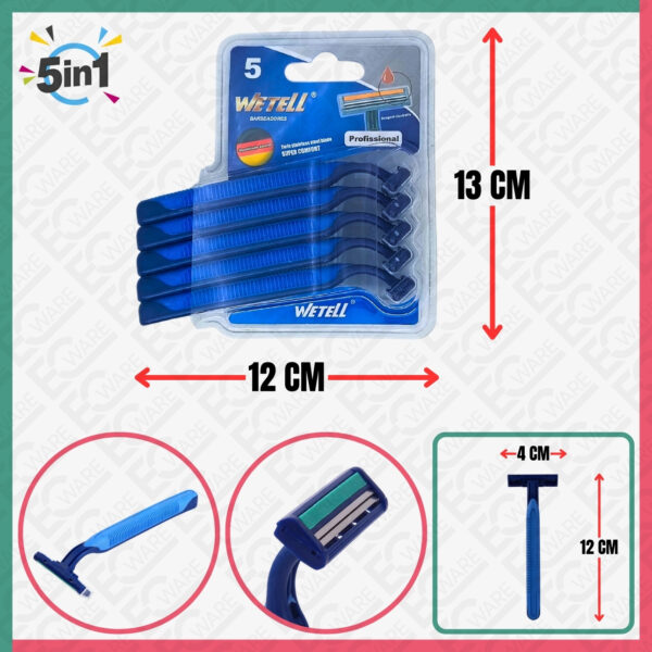 WETELL 5Pcs Twin Blade Razors (Blue)