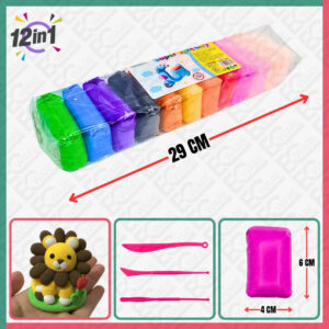 12Pcs Colour Super Light Clays (BIG)
