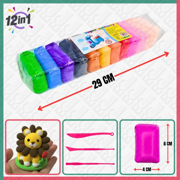 12Pcs Colour Super Light Clays (BIG)
