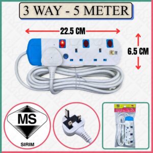 ABM PLUS ABMP-103N-5M TRAILING SOCKET 3WAY (5M) SIRIM