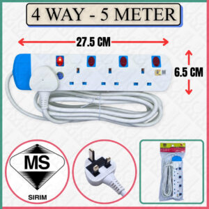 ABM PLUS ABMP-104N-5M TRAILING SOCKET 4WAY (5M) SIRIM