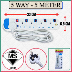 ABM PLUS ABMP-105N-5M TRAILING SOCKET 5WAY (5M) SIRIM