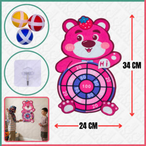 STICKY BALL DART BOARD SET-PINK BEAR